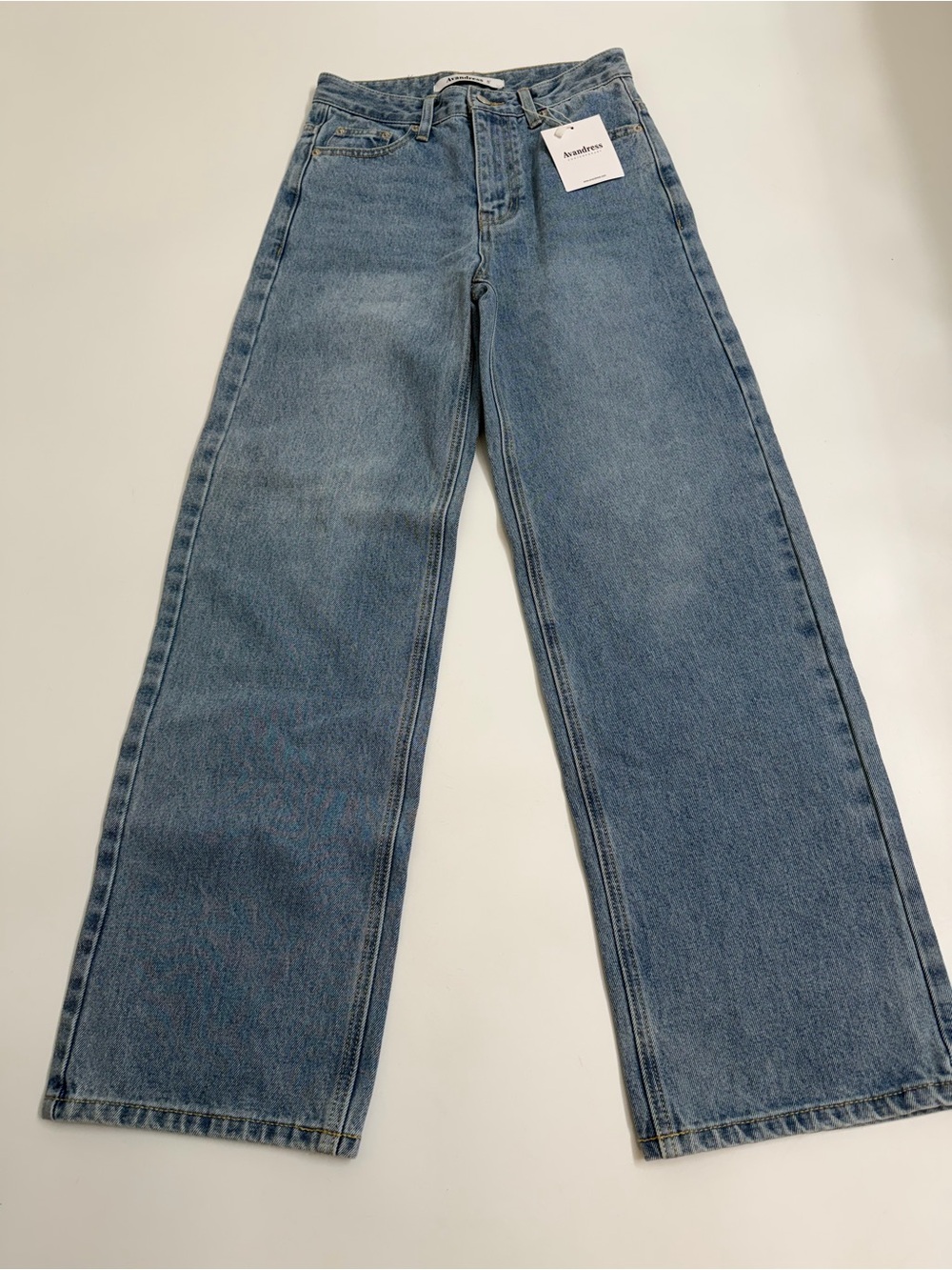 NWT Avandress Wide Leg Jeans‎ 26x30 High Rise Light Wash 100% Cotton Denim